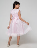 Sweet Miss Short Sleeve Midi Dress Pundak Kerut Pom Tile Bawah