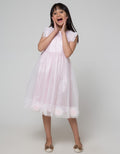 Sweet Miss Short Sleeve Midi Dress Pundak Kerut Pom Tile Bawah