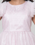 Sweet Miss Short Sleeve Midi Dress Pundak Kerut Pom Tile Bawah