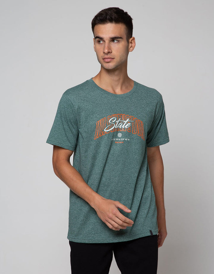 Details Kaos Lengan Pendek Print State R Neck