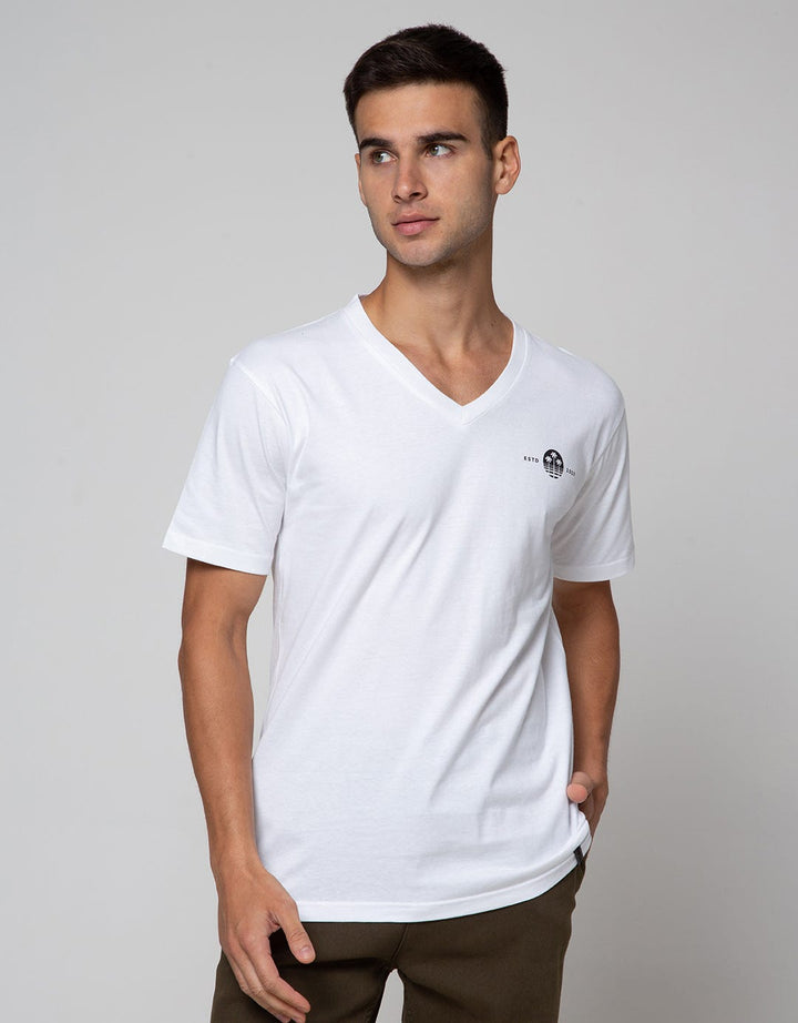 Details Short Sleeve T-Shirt V Neck Print