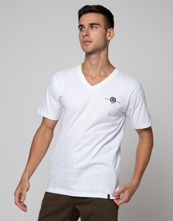 Details Short Sleeve T-Shirt V Neck Print