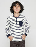 Little M Long Sleeve T-Shirt Print Henley Wafer Salur