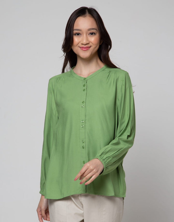 St. Yves Long Sleeve Blouse Rayon Twill
