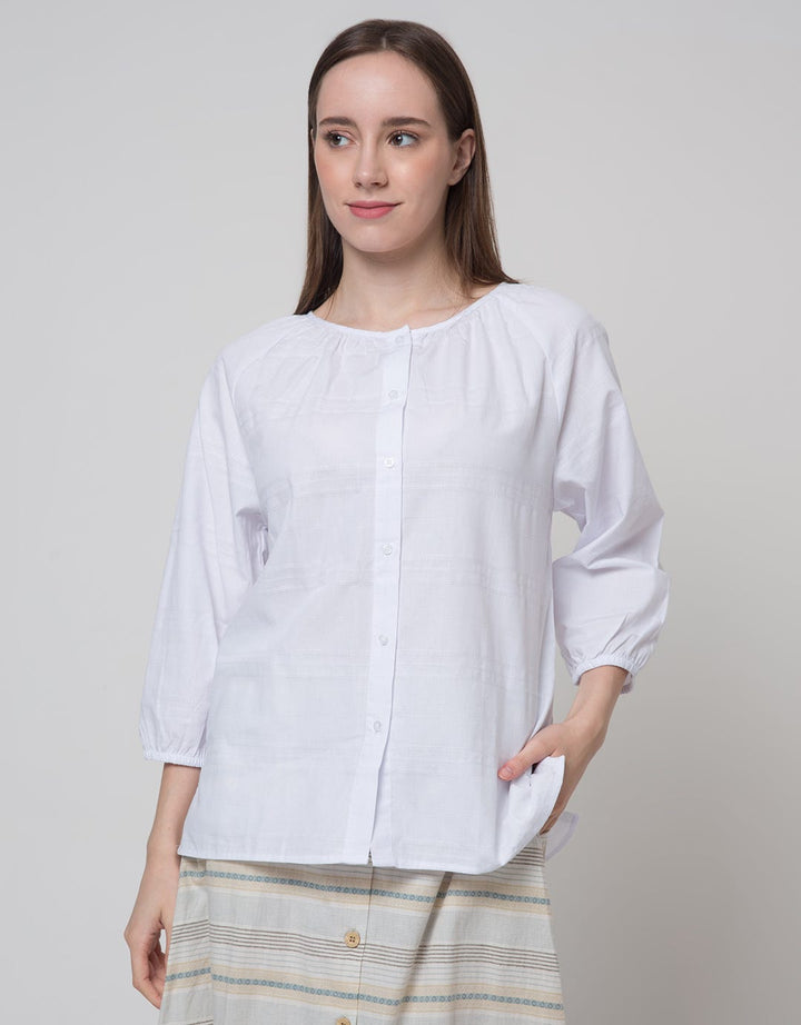 St. Yves Long Sleeve Blouse Cotton Jacquard