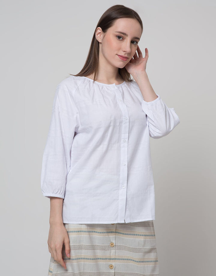 St. Yves Long Sleeve Blouse Cotton Jacquard