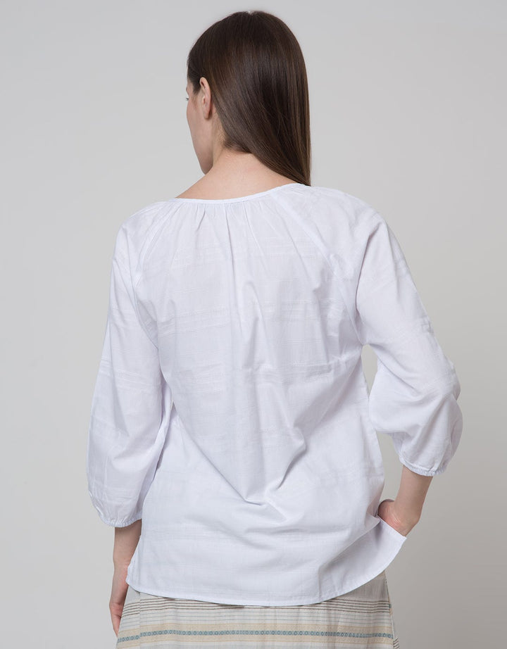 St. Yves Long Sleeve Blouse Cotton Jacquard