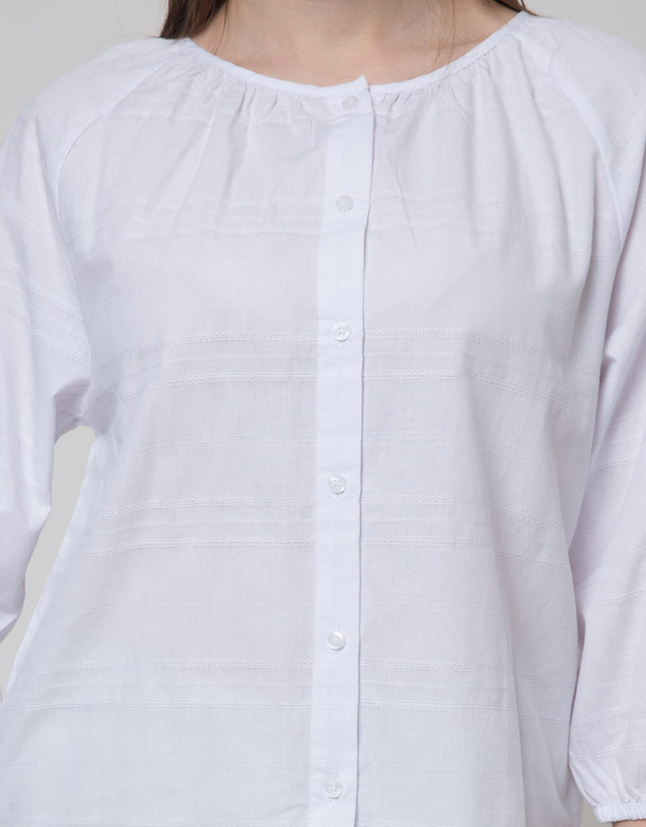 St. Yves Long Sleeve Blouse Cotton Jacquard