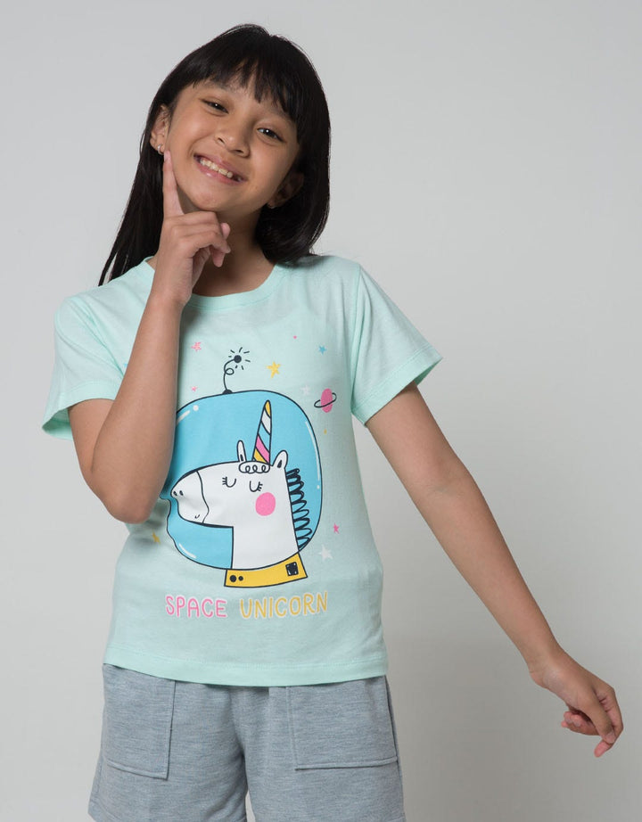 Little M Short Sleeve T-Shirt Print Space Q4 Unicorn Planet