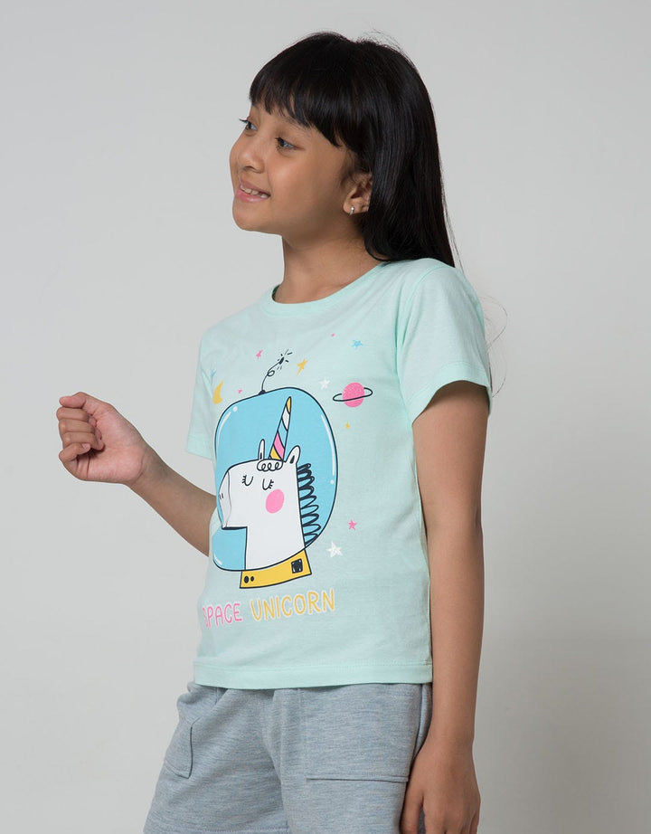 Little M Short Sleeve T-Shirt Print Space Q4 Unicorn Planet