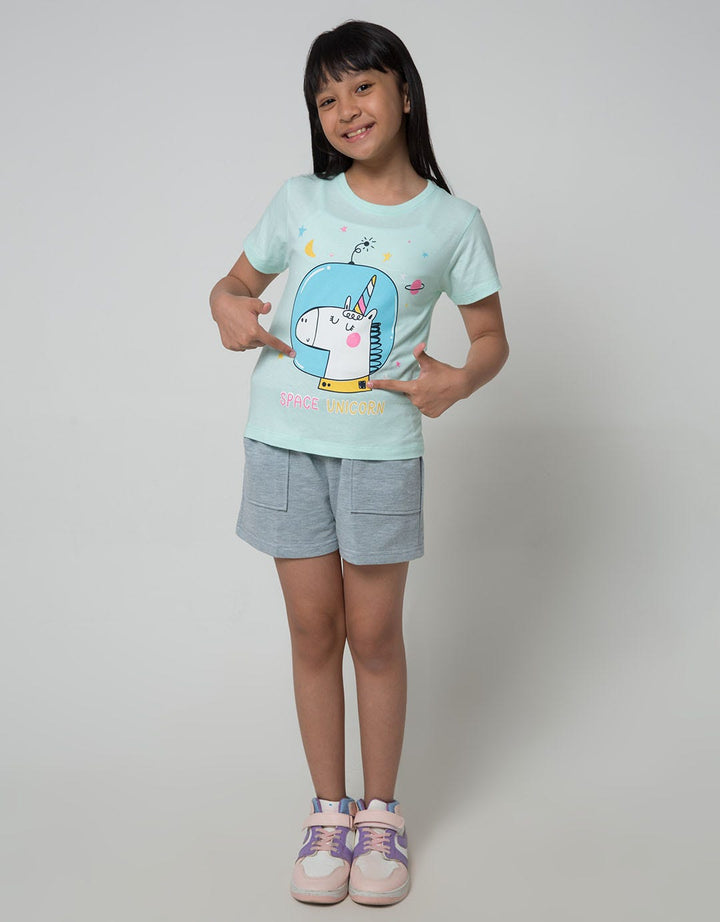 Little M Short Sleeve T-Shirt Print Space Q4 Unicorn Planet