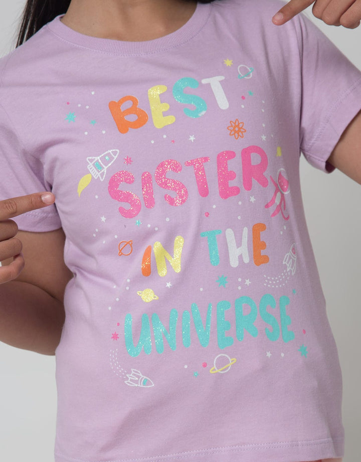Little M Short Sleeve T-Shirt Space Best Sister