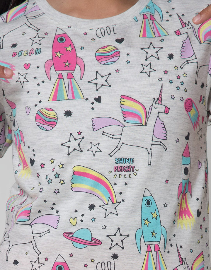 Little M Short Sleeve T-Shirt Print Space Q4 Full Print
