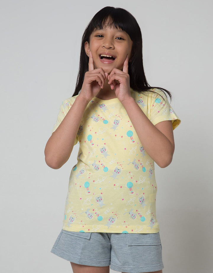 Little M Short Sleeve T-Shirt Space Full Print 2