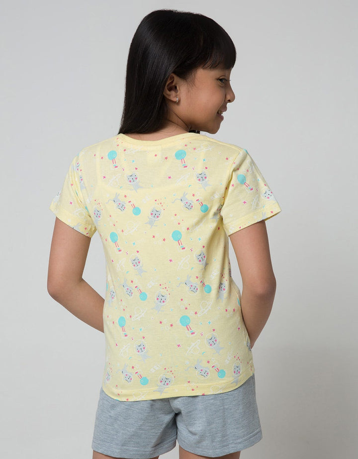 Little M Short Sleeve T-Shirt Space Full Print 2
