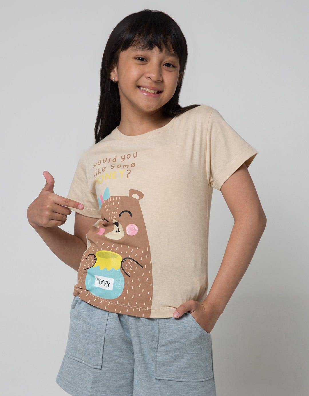 Little M Short Sleeve T-Shirt Jungle Bear Honey
