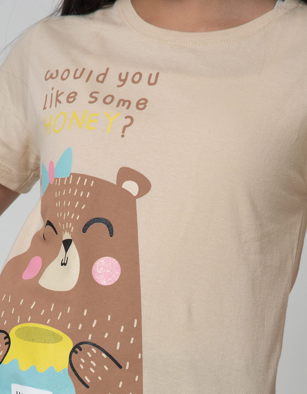 Little M Short Sleeve T-Shirt Jungle Bear Honey