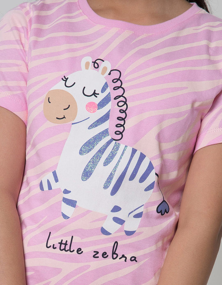 Little M Short Sleeve T-Shirt Print Jungle Fullprint Little Zebra