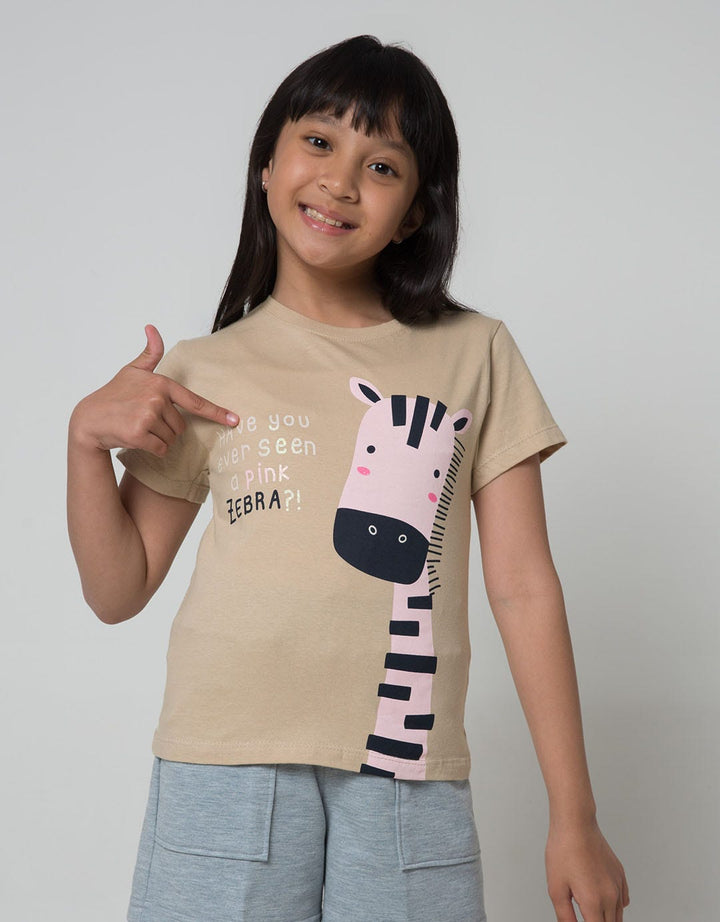 Little M Short Sleeve T-Shirt Print Jungle Pink Zebra