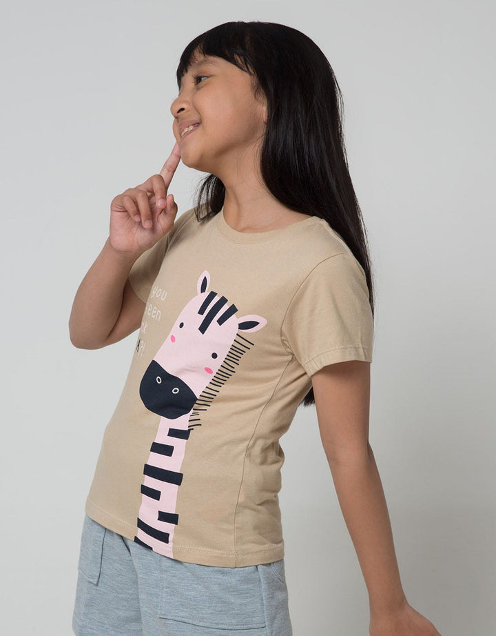 Little M Short Sleeve T-Shirt Print Jungle Pink Zebra