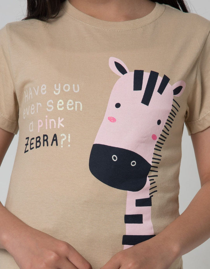 Little M Short Sleeve T-Shirt Print Jungle Pink Zebra