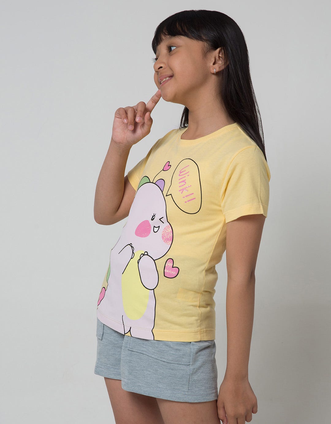 Little M Dino Kikawai Kaos Anak Perempuan