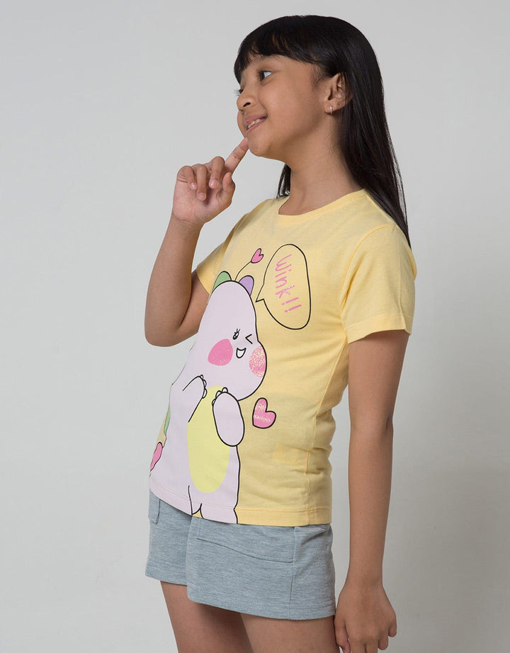 Little M Dino Kikawai Kaos Anak Perempuan