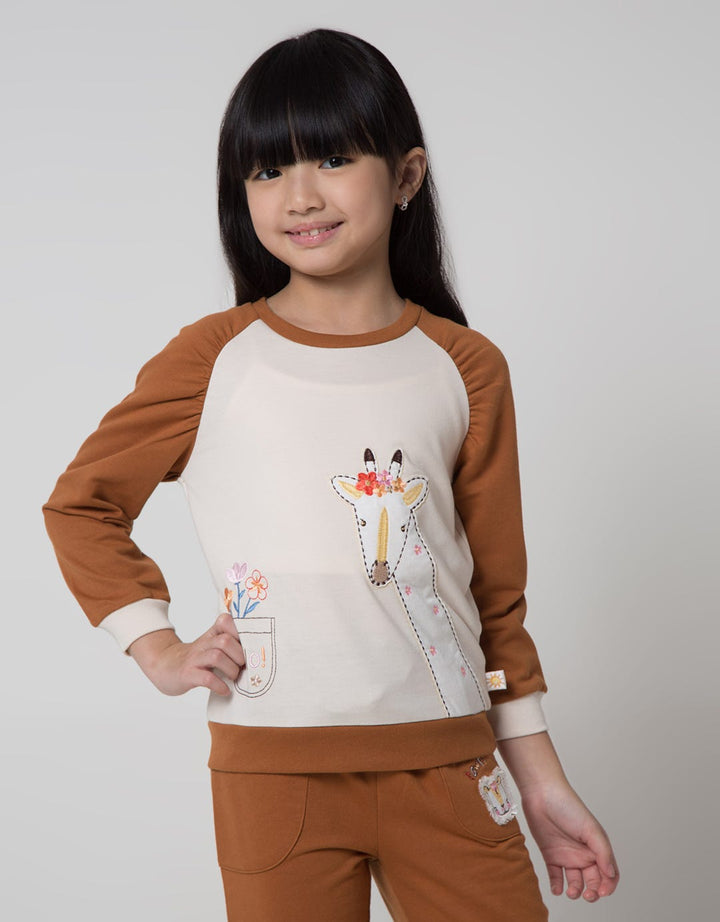 Little M Flower Girrafe Sweater Anak Perempuan