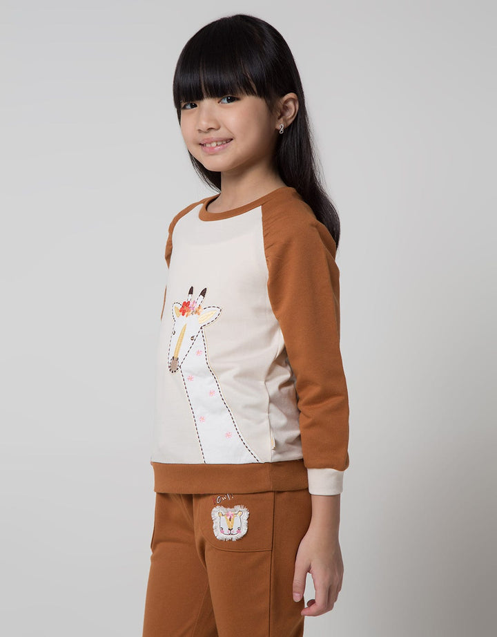 Little M Flower Girrafe Sweater Anak Perempuan