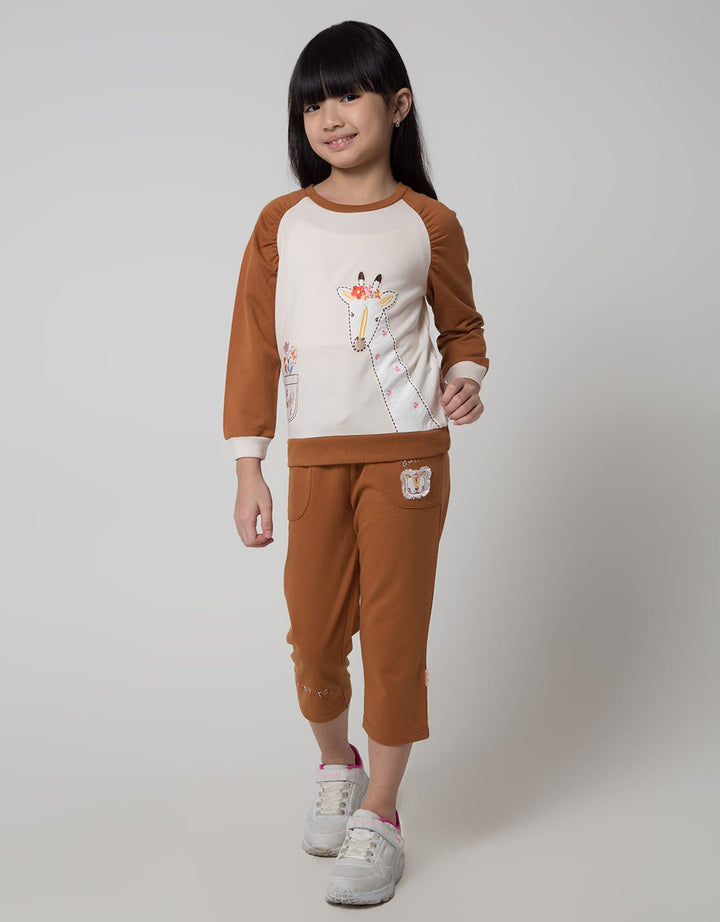 Little M Flower Girrafe Sweater Anak Perempuan