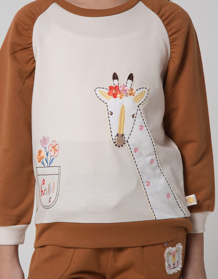 Little M Flower Girrafe Sweater Anak Perempuan