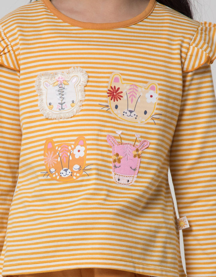 Little M Ruffle Animal Kaos Anak Perempuan