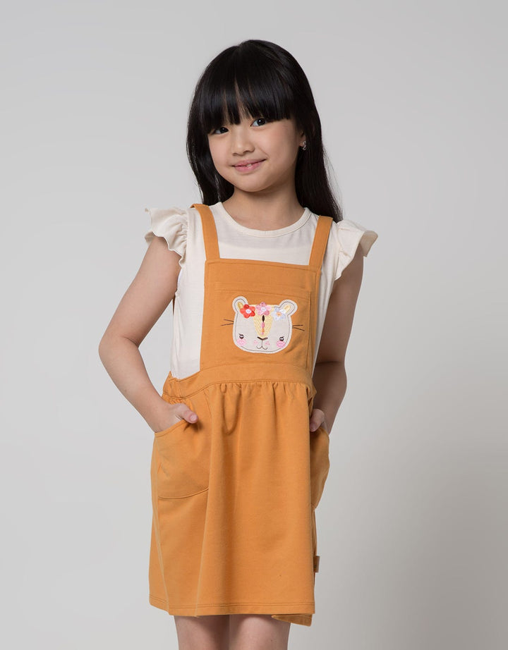 Little M Short Sleeve Midi Dress Overall Ruffle