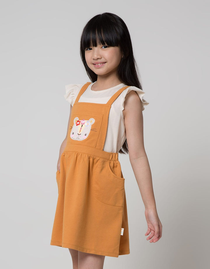 Little M Short Sleeve Midi Dress Overall Ruffle