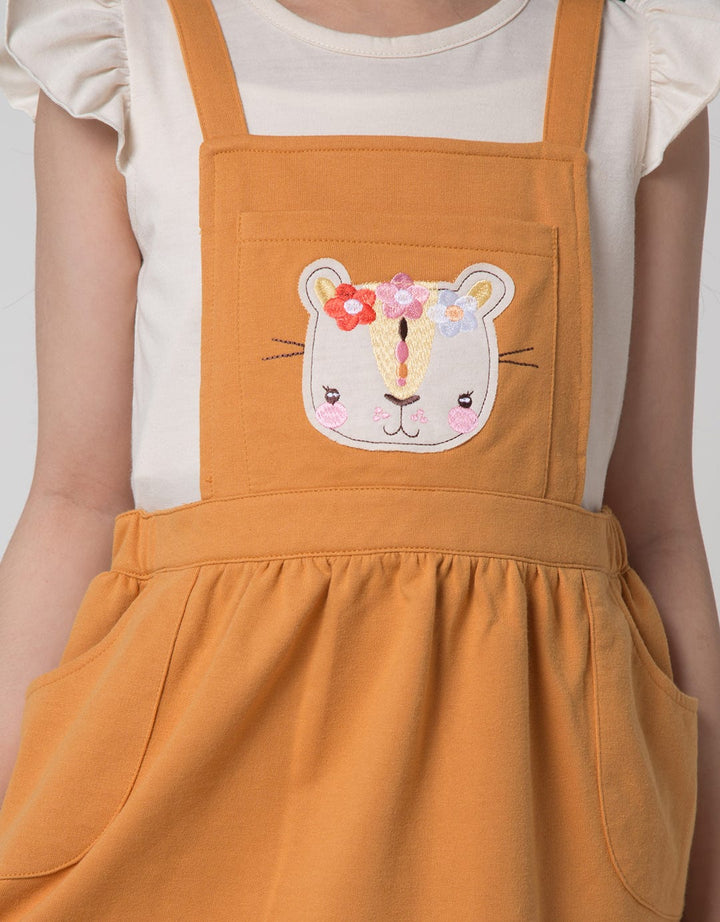 Little M Short Sleeve Midi Dress Overall Ruffle