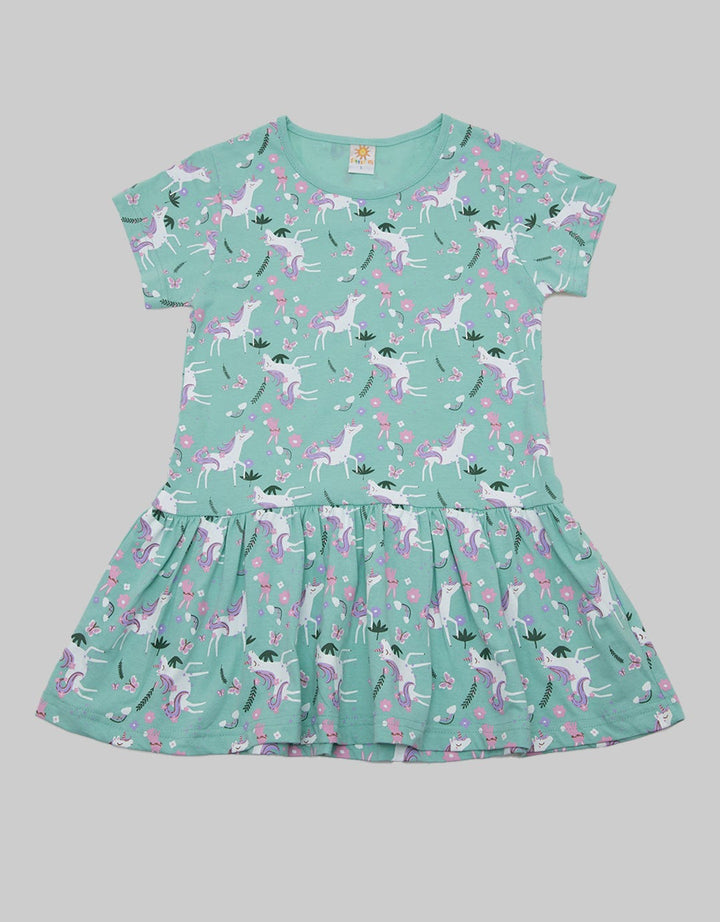 Little M Ruffle Unicorn Dress Anak Perempuan
