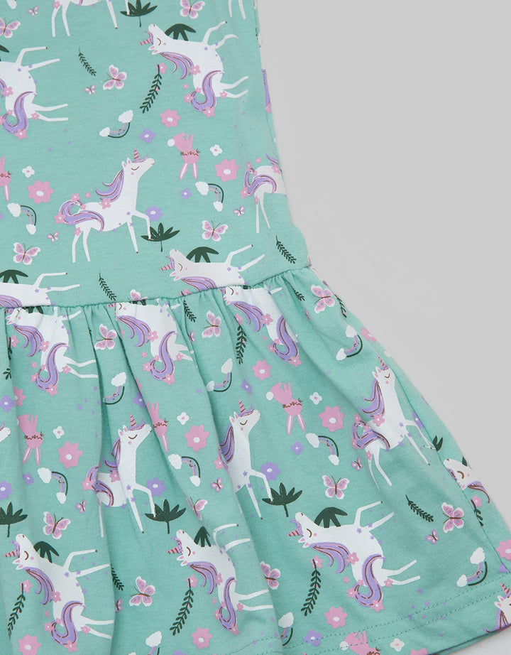 Little M Ruffle Unicorn Dress Anak Perempuan