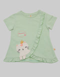 Little M Short Sleeve T-Shirt Ruffle Silang Kucing