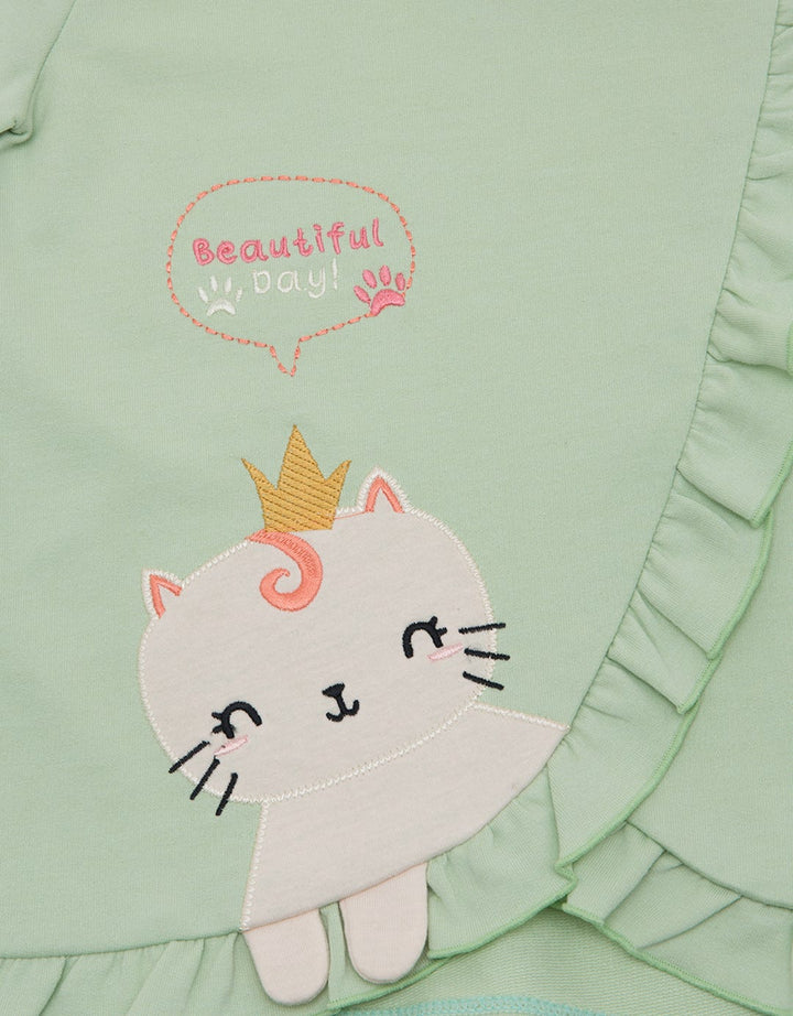 Little M Short Sleeve T-Shirt Ruffle Silang Kucing
