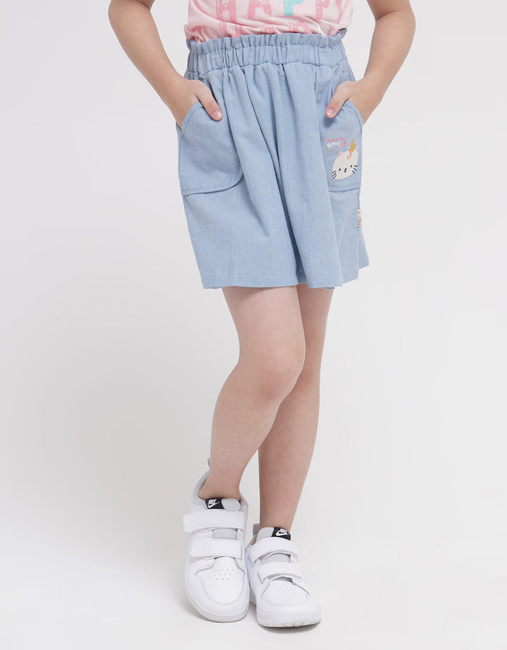 Little M Mini Skirt Skort Knit Print Kotak Kantong