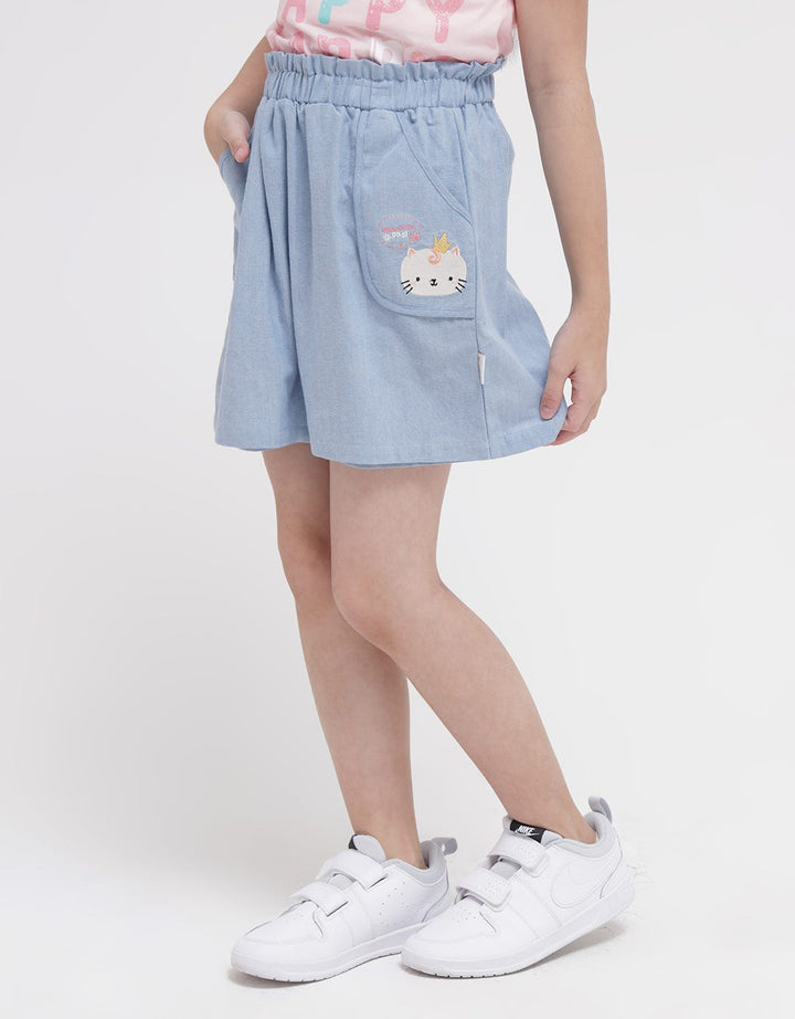Little M Mini Skirt Skort Knit Print Kotak Kantong