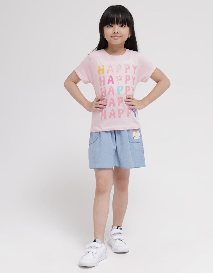 Little M Mini Skirt Skort Knit Print Kotak Kantong