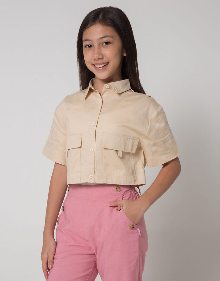 Aero Crop Big Pocket Kemeja Anak Perempuan