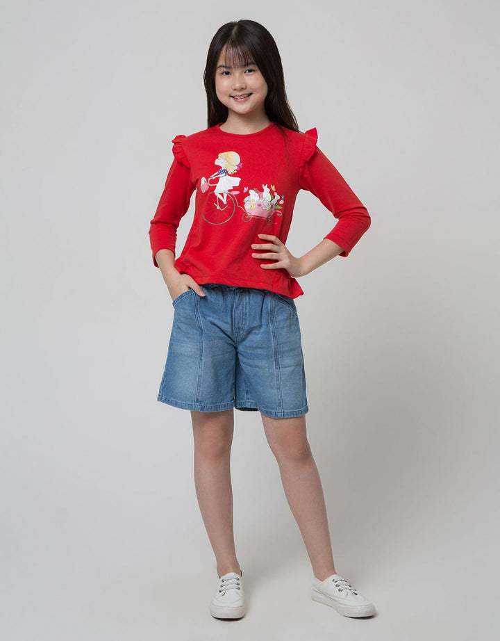 Aero Denim Short Pants Ribbon Waistband