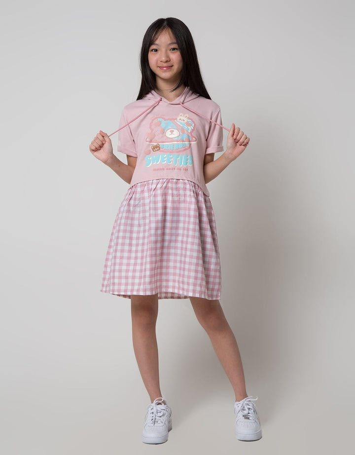 Nevada Short Sleeve Midi Dress Hoodie Puff Printed Sweeties