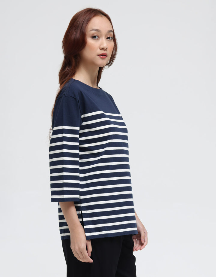 Suko 3/4 Oversized T-Shirt Striped Garis