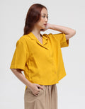 Suko Resort Shirt Rayon Linen Kerah Kemeja Lengan Pendek Wanita