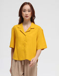 Suko Resort Shirt Rayon Linen Kerah Kemeja Lengan Pendek Wanita