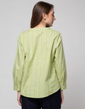 St. Yves Long Sleeve Blouse Cotton Poly Printed Stripe