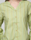 St. Yves Long Sleeve Blouse Cotton Poly Printed Stripe